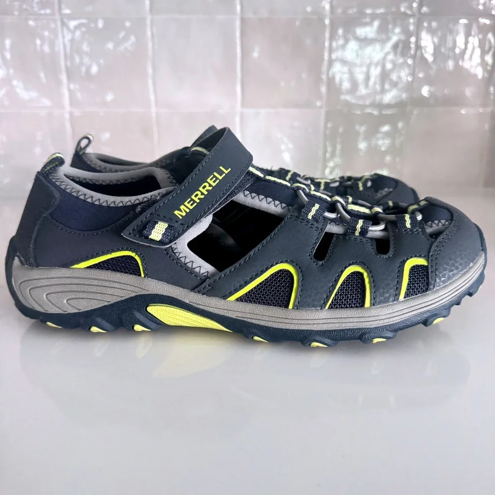 Merrell Hydro Hiker Sandal Kids Size 6 Grey Yellow Water Shoe Hiking Athletic